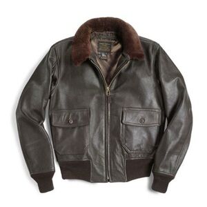 Men's US Wings Dark Brown Leather Bomber Jacket XL